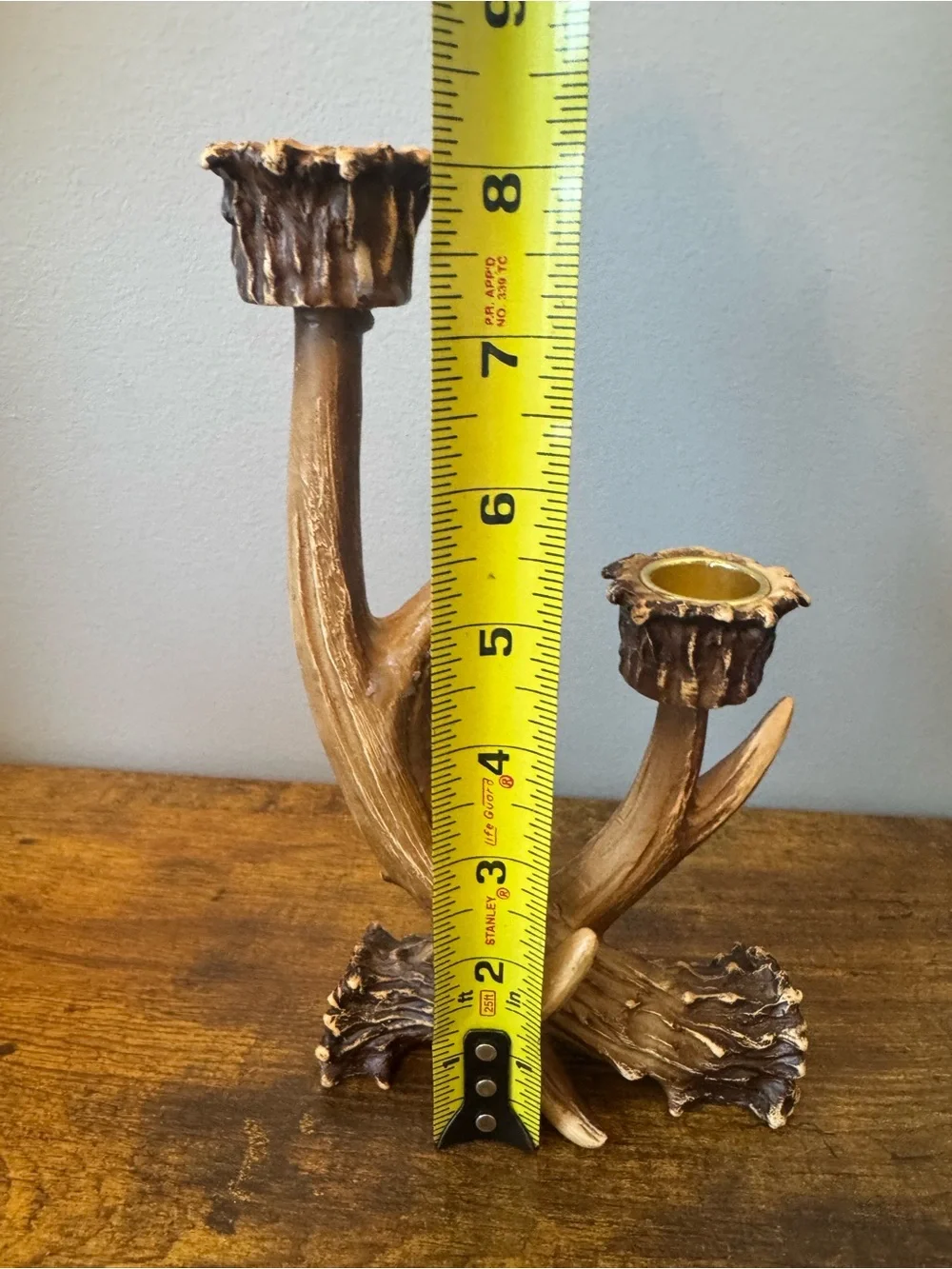 Vintage Faux Antler Double Taper Candle Holder Rustic‎ Deer Lodge Cabin Decor